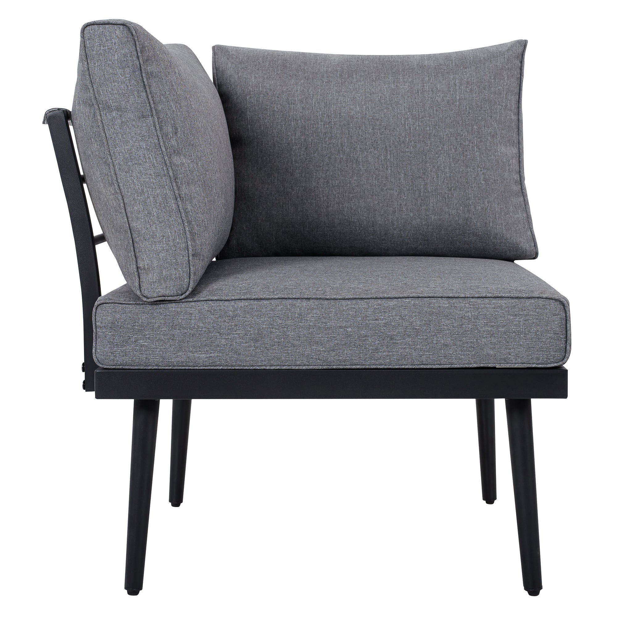 TREXM 6-Piece Outdoor Sectional Sofa Set with Round Nesting Tables