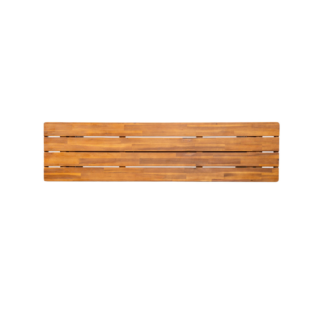Outdoor Acacia Wood Bench Set of 2 - Teak Finish
