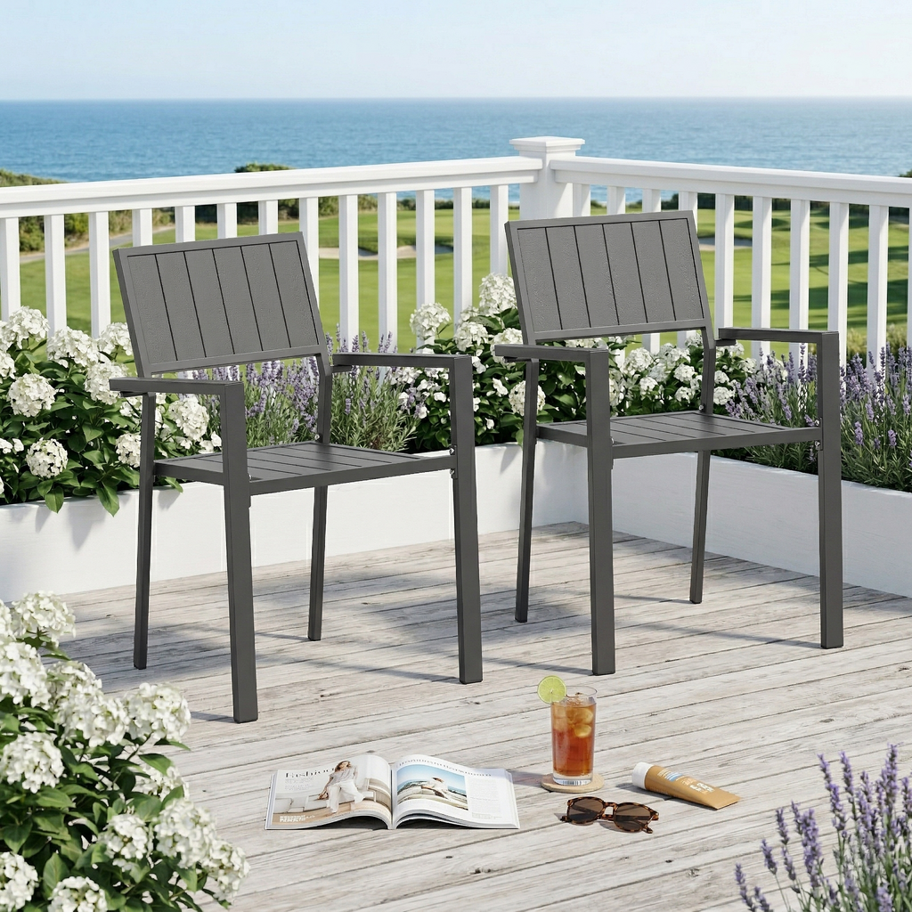 Modern Outdoor Indoor Metal Side Chair Set of 2