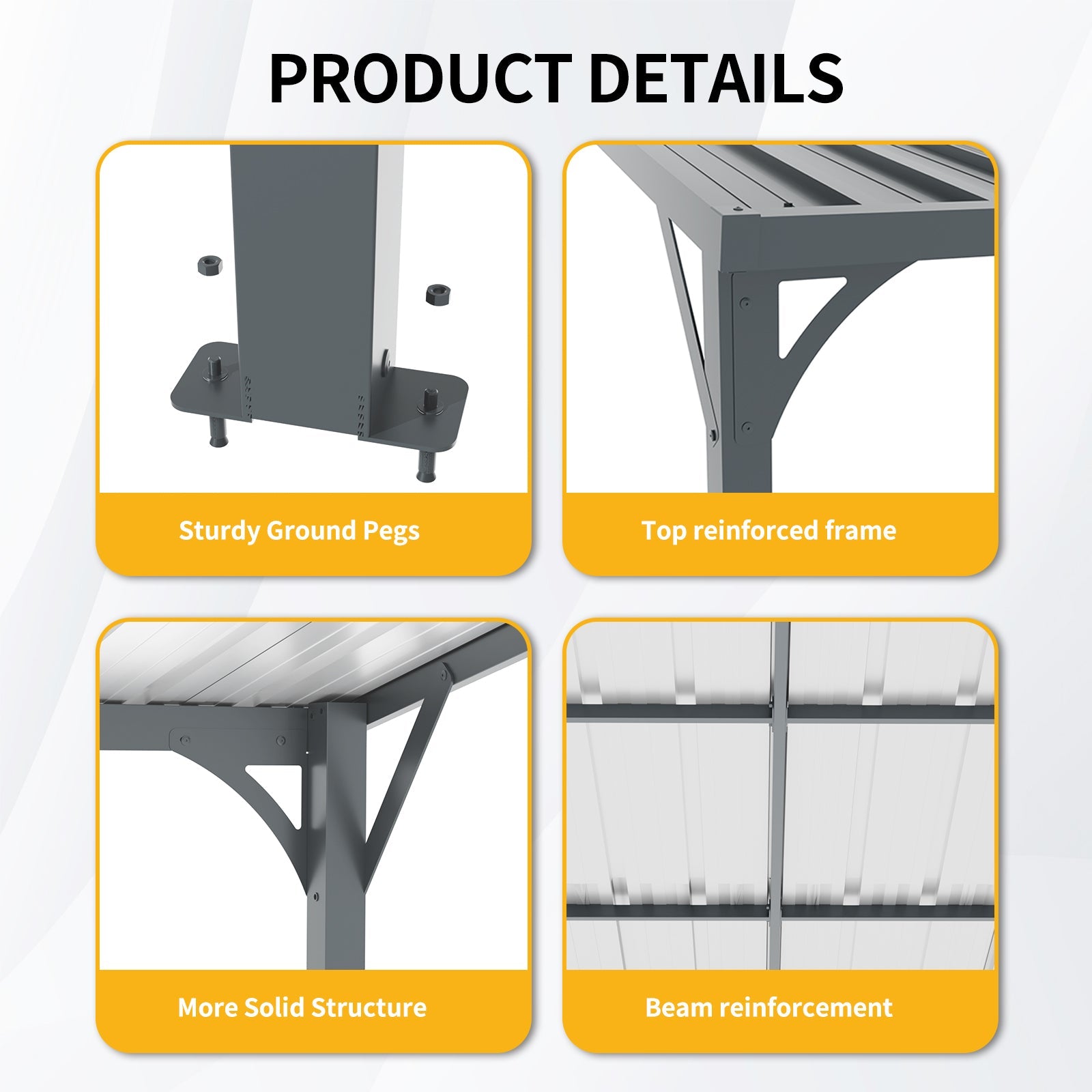Outdoor Metal Pergola 8' x 10' with Inclined Roof