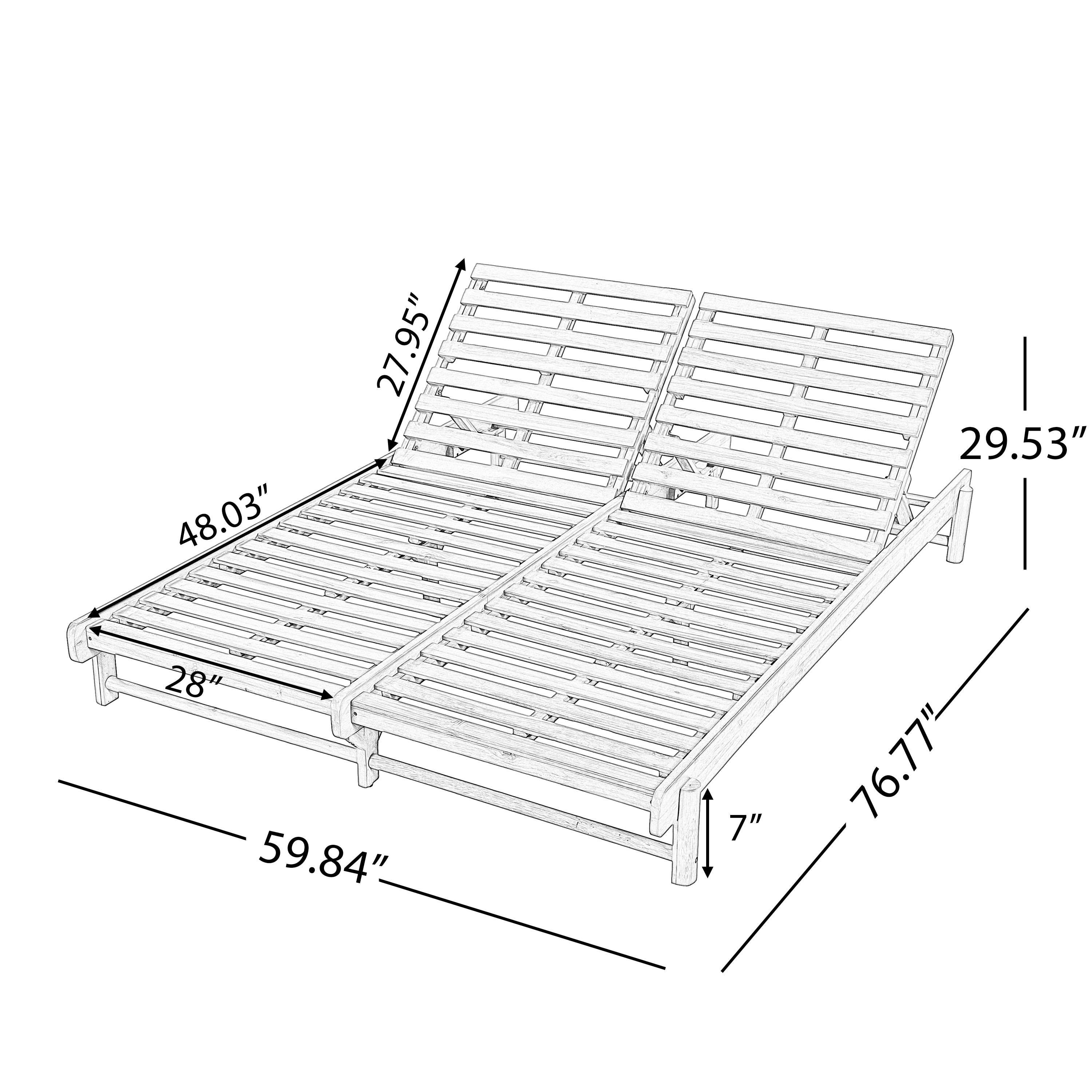 Light Teak Acacia Wood Double Chaise Lounger Set