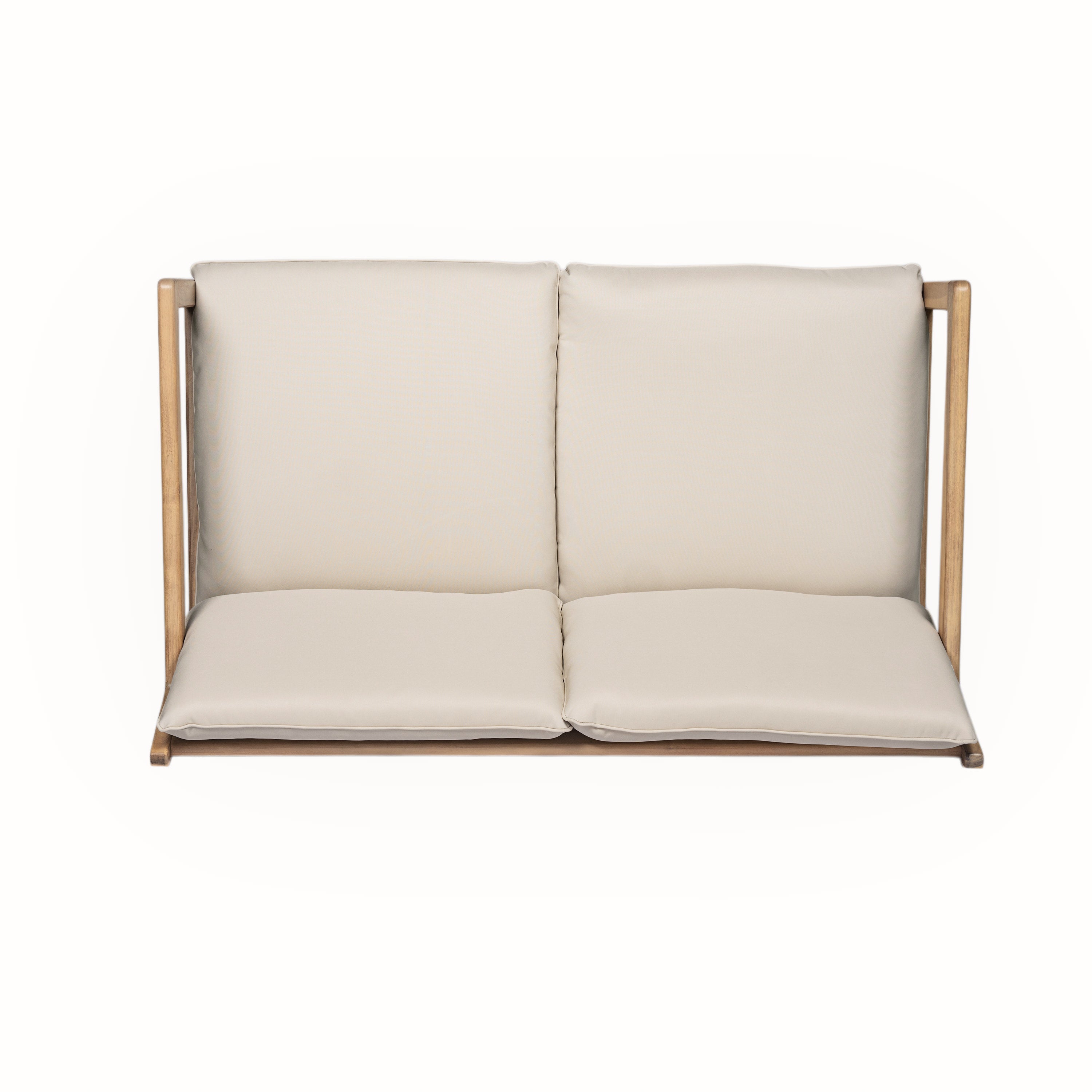 Outdoor Acacia Wood Loveseat with Coffee Table, Light Teak Frame