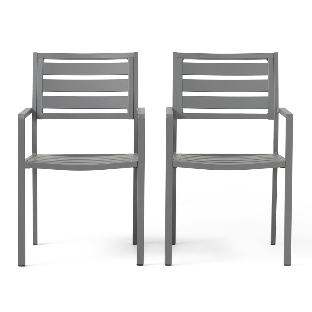 Outdoor Modern Aluminum Dining Chair Set of 2