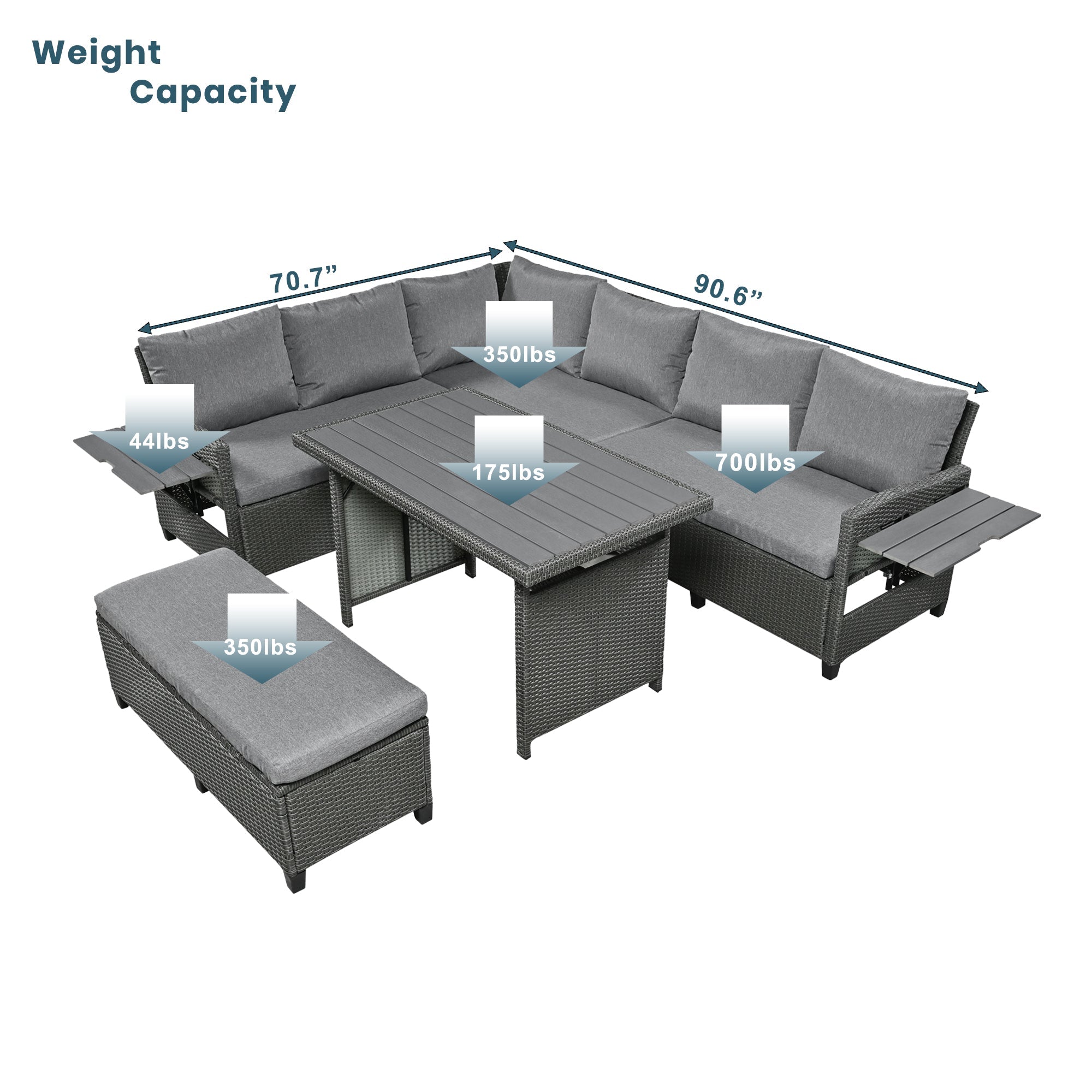TOMAX 5-Piece Outdoor Patio Rattan Sofa Set