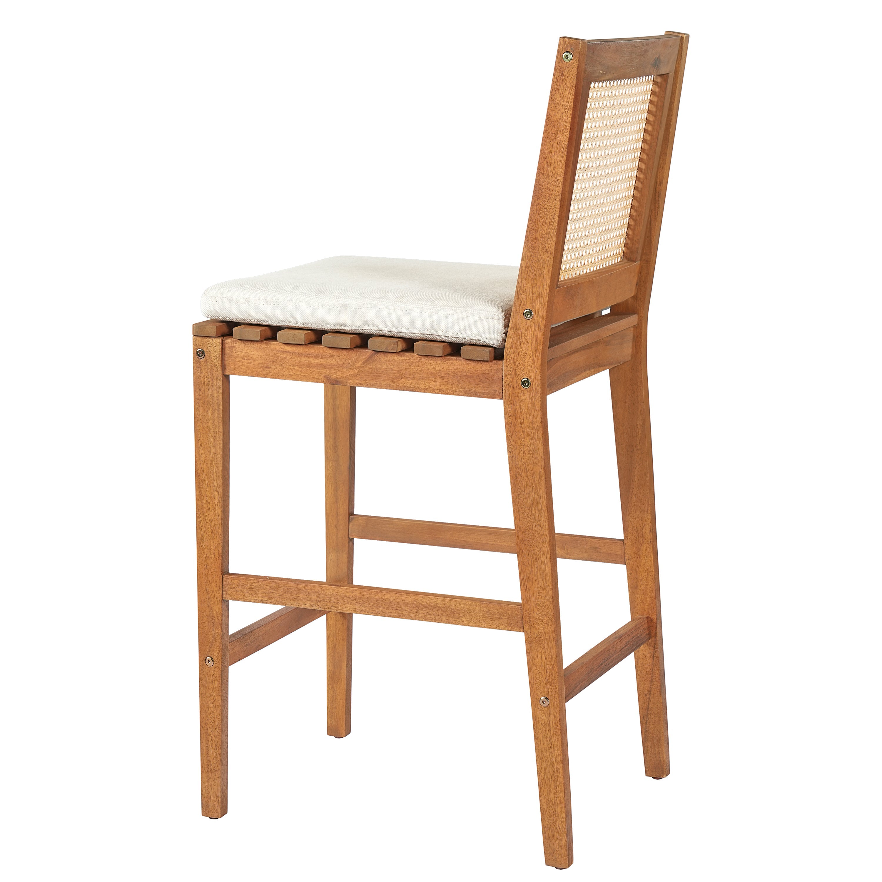 Kirkby Outdoor Barstool with Cushion, Teak Finish Wood