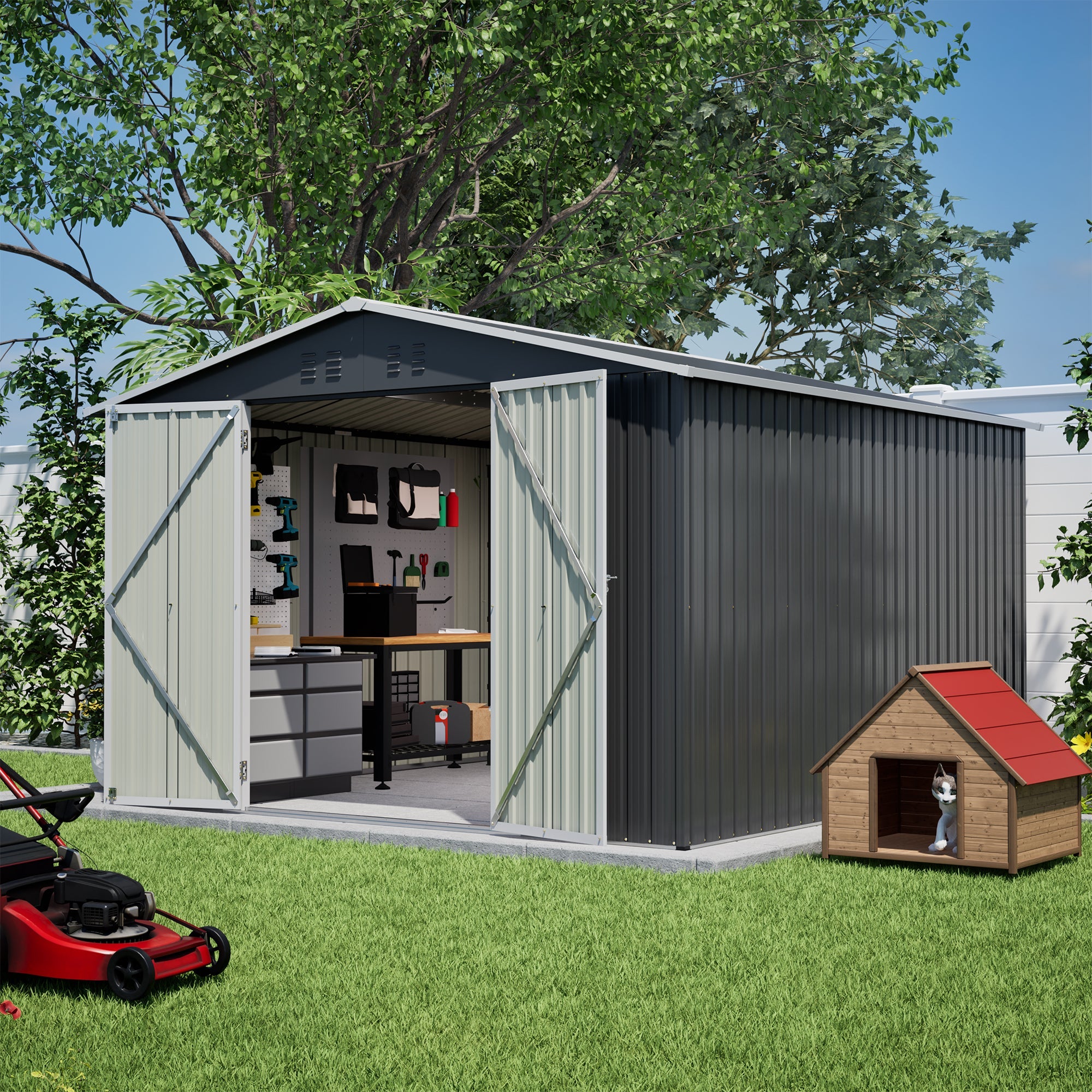 10x10 Ft Large Outdoor Metal Storage Shed