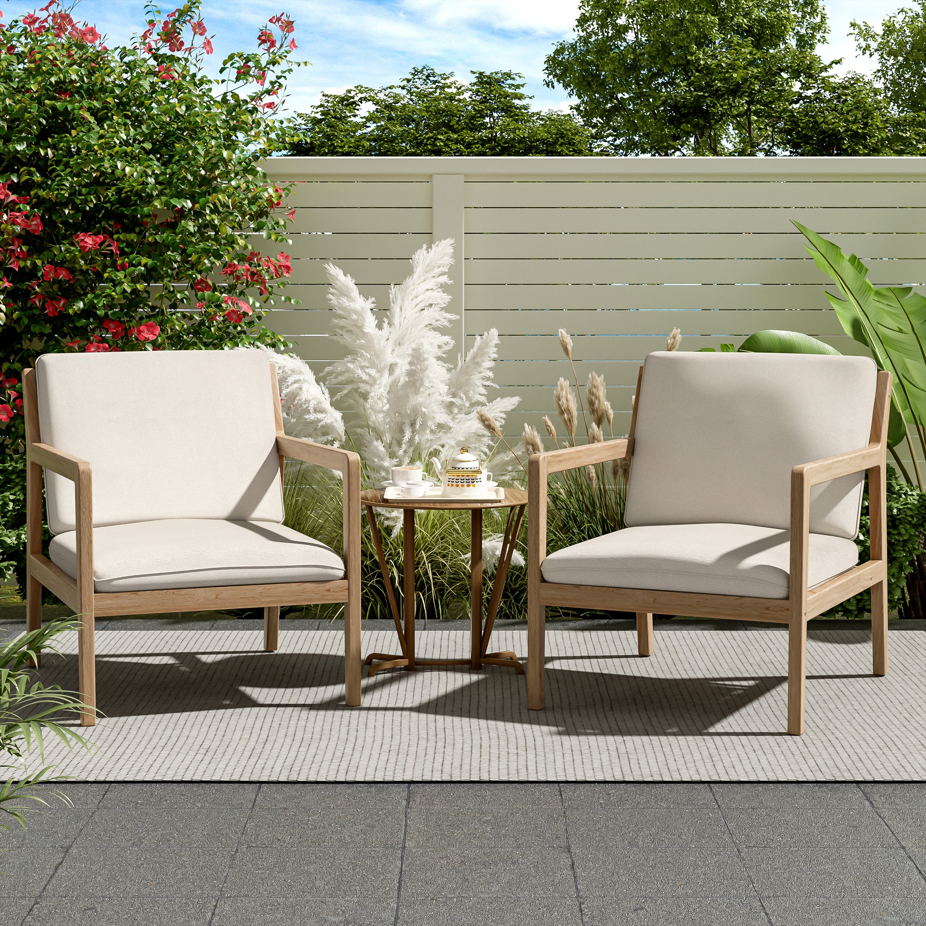Outdoor Acacia Wood Armchair, Set of 2