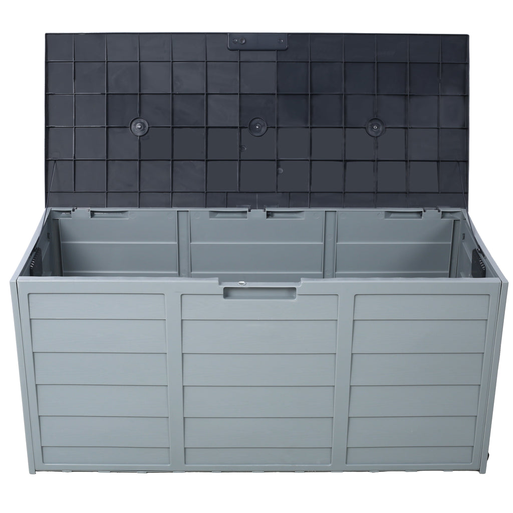 75 Gallon Resin Deck Box with Wheels for Outdoor Storage