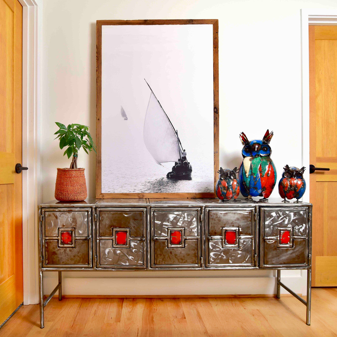 Recycled Metal Credenza - Red
