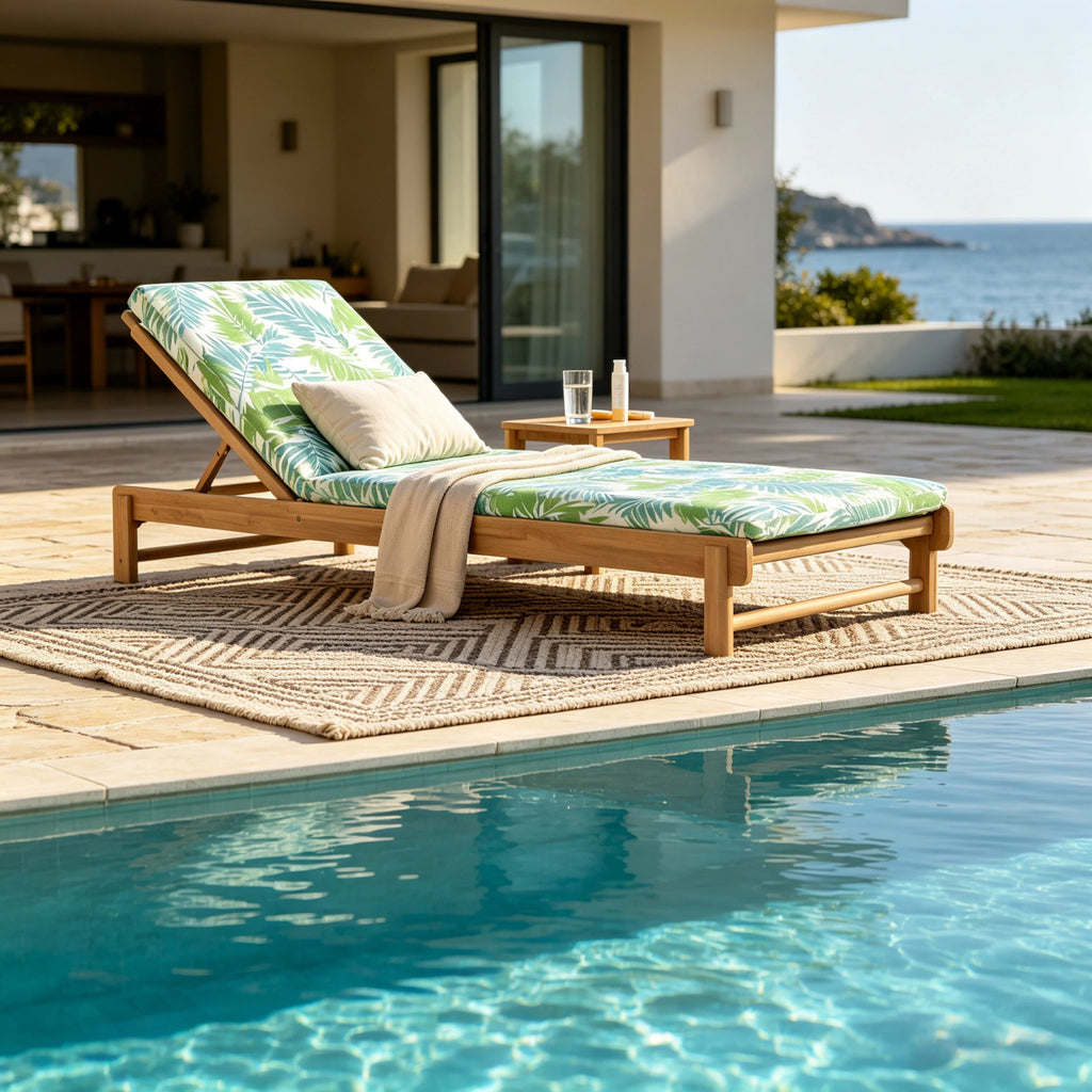 Light Teak Acacia Wood Chaise Lounge Set