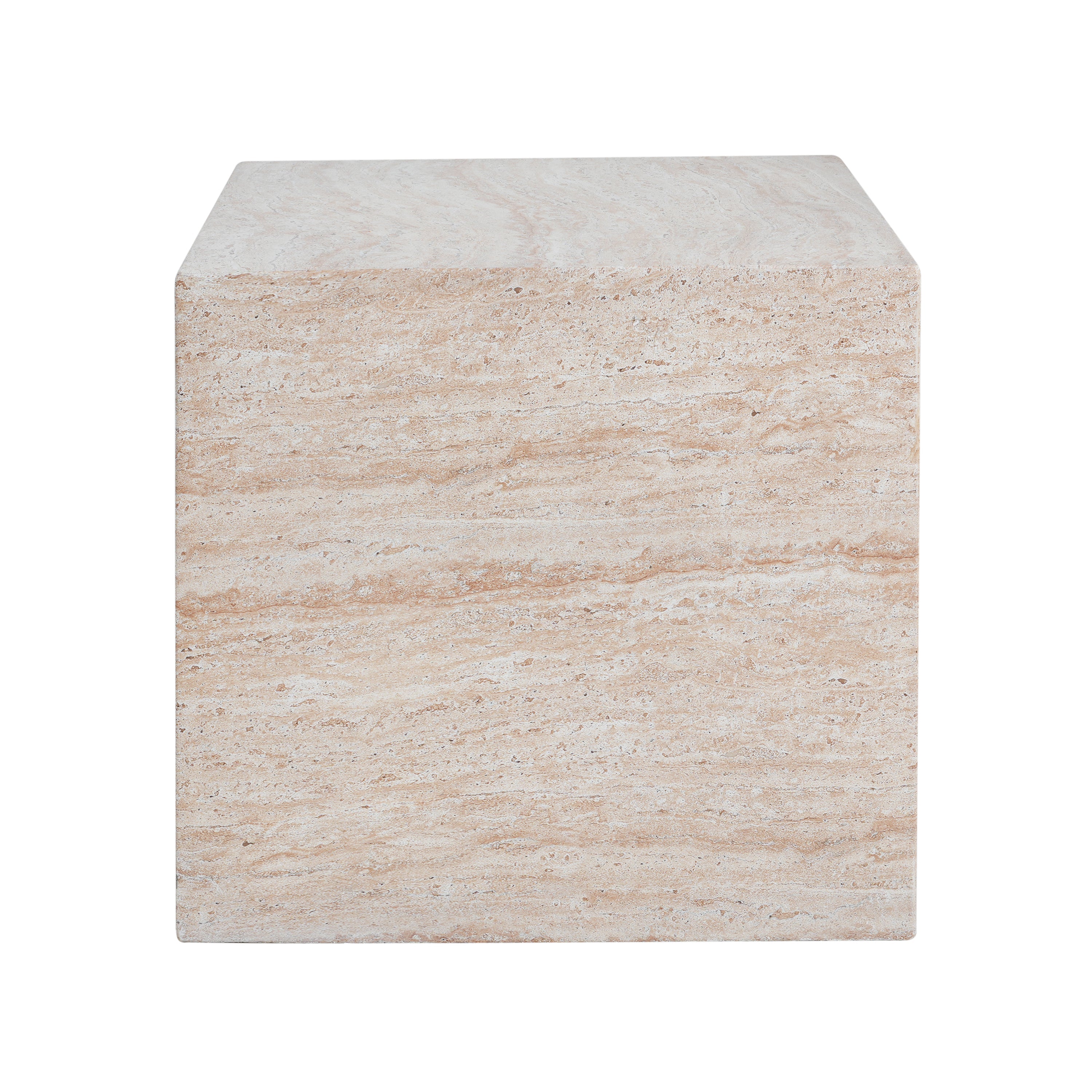 Outdoor/Indoor Square Travertine Lightweight Concrete Side Table
