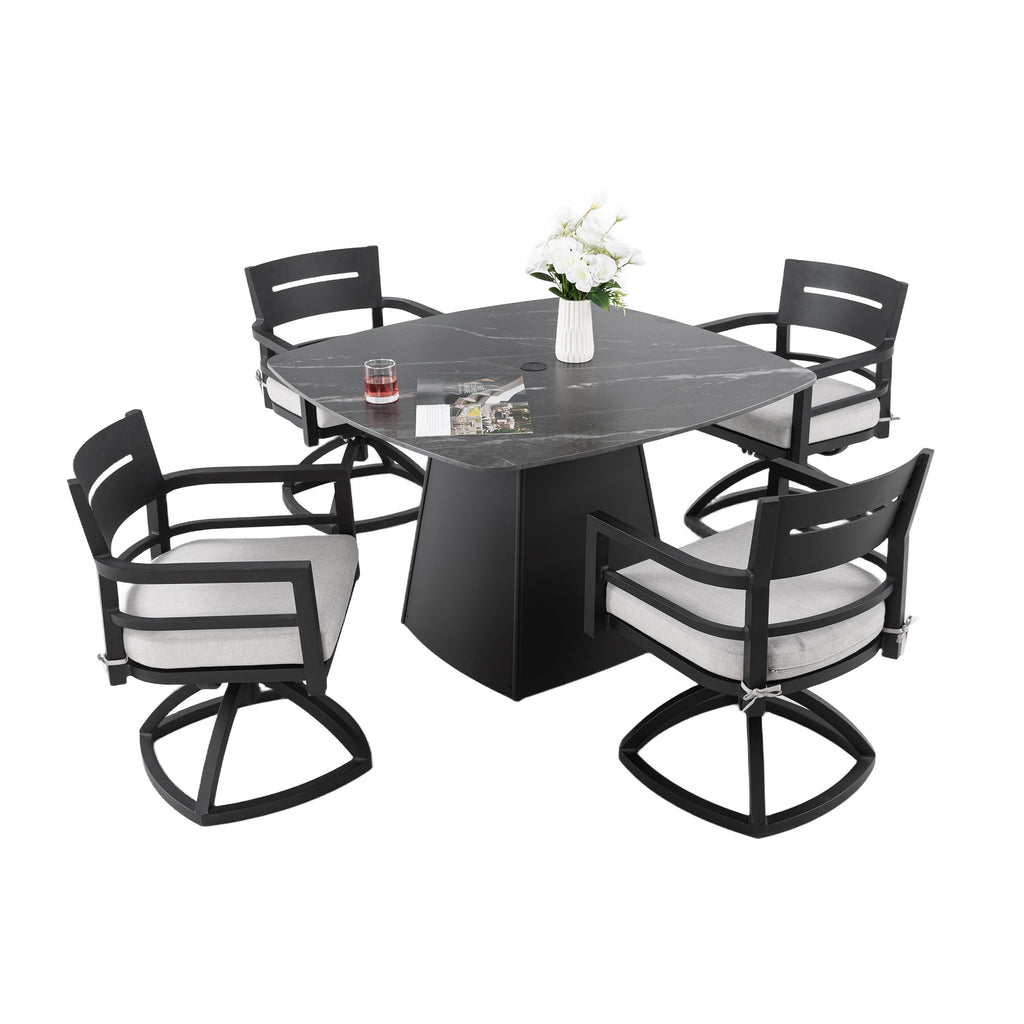5-Piece Outdoor Pedestal Dining Set