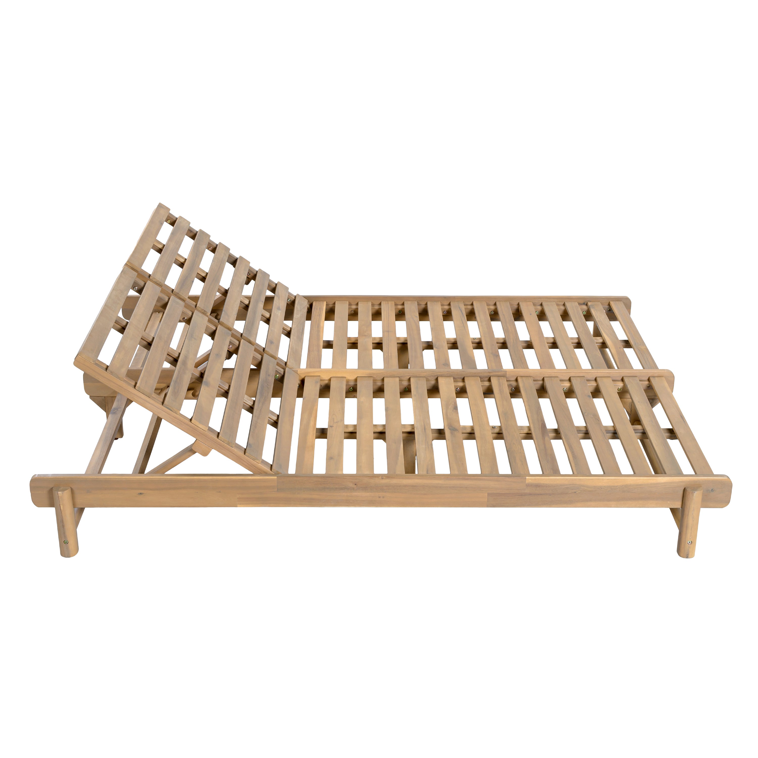 Light Teak Finish Acacia Wood Double Chaise Lounger