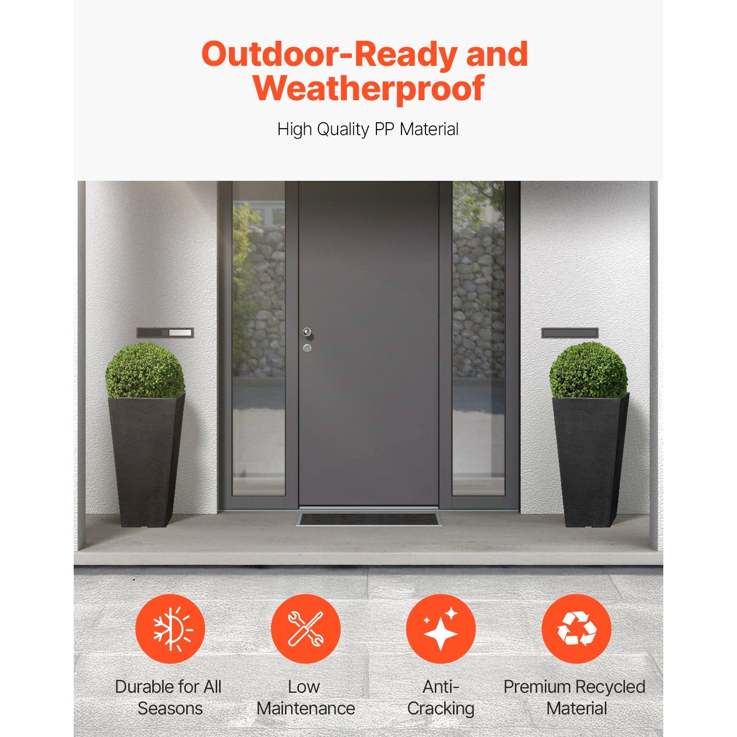 Set of 2 Tall Outdoor Planters - 22 Inch