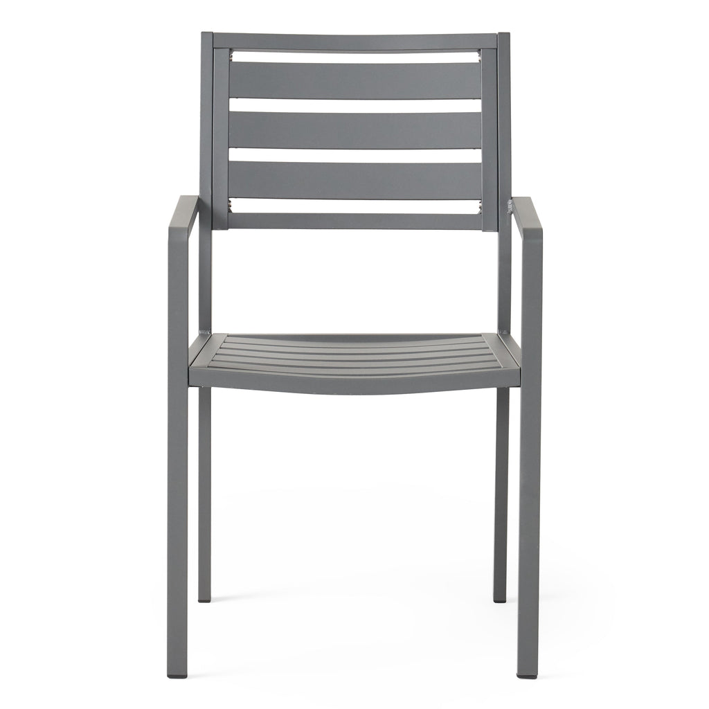 Outdoor Modern Aluminum Dining Chair Set of 2