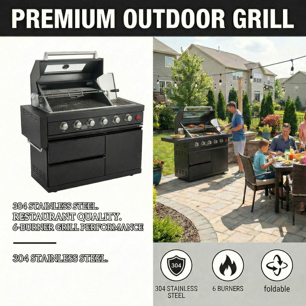 46-Inch Deluxe Stainless Steel Gas Outdoor Kitchen Barbecue Grill