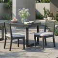 Outdoor Acacia Wood Armless Dining Chair with Cushions (Set of 2)