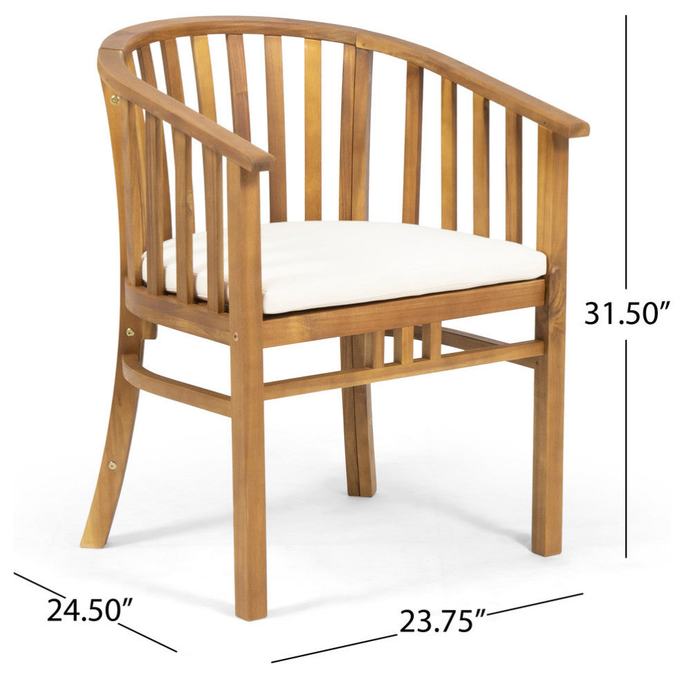 Outdoor 6 Seater Acacia Wood Dining Set with Cushions