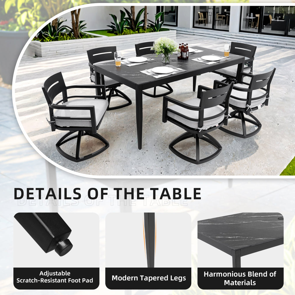 Outdoor Modern Patio Aluminum Dining Table
