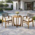 Outdoor 3-Piece Acacia Wood Dining Set with Cushion