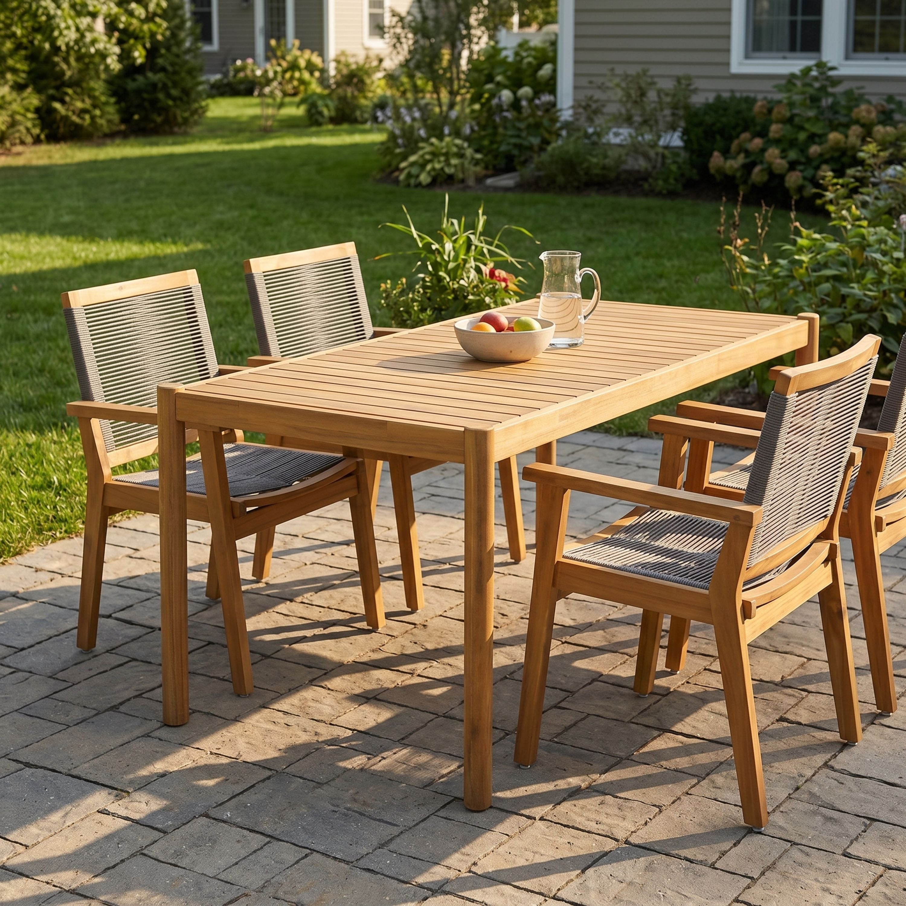 5-Piece Outdoor Acacia Wood Dining Set