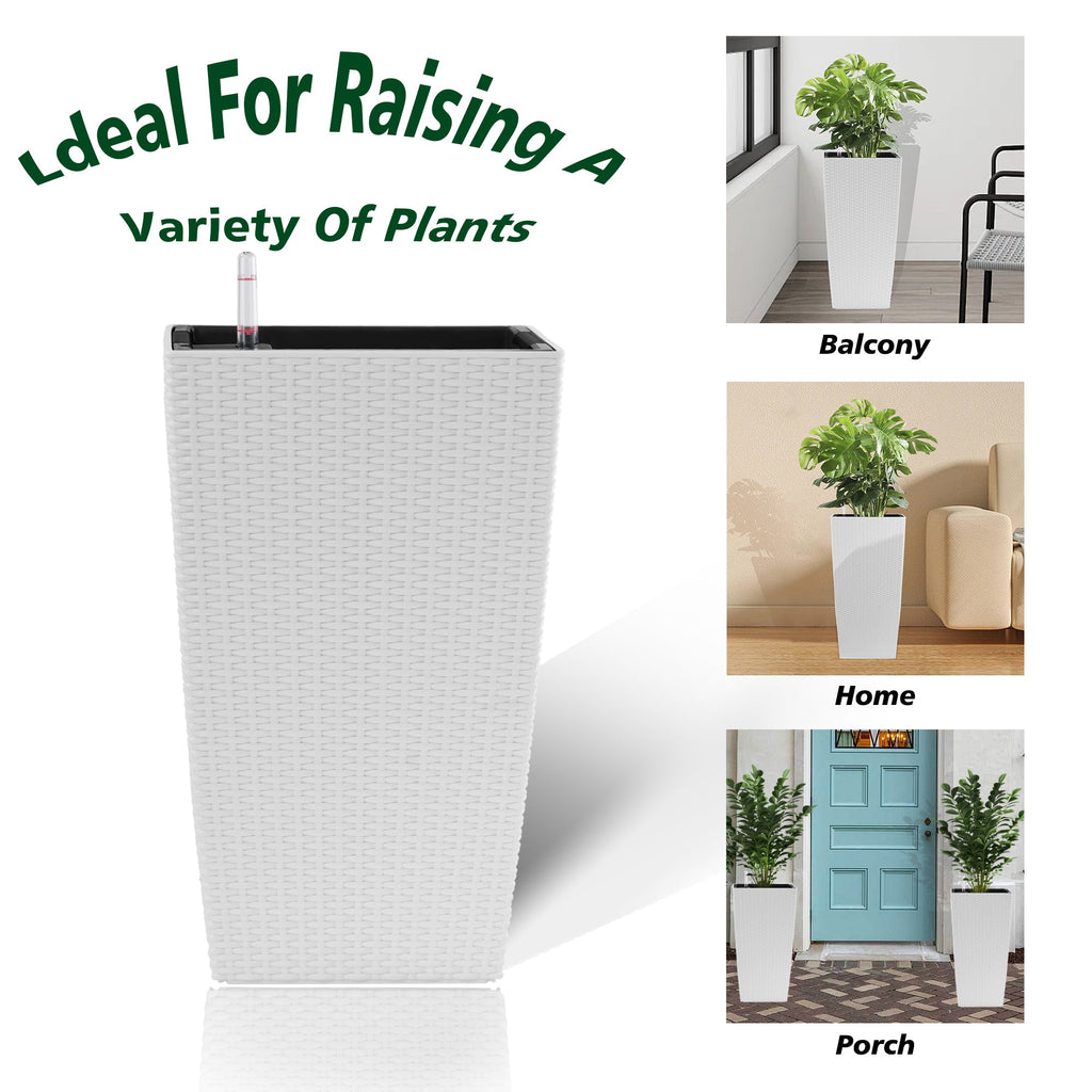 Indoor/Outdoor Modern Faux Rattan Design Square Planter