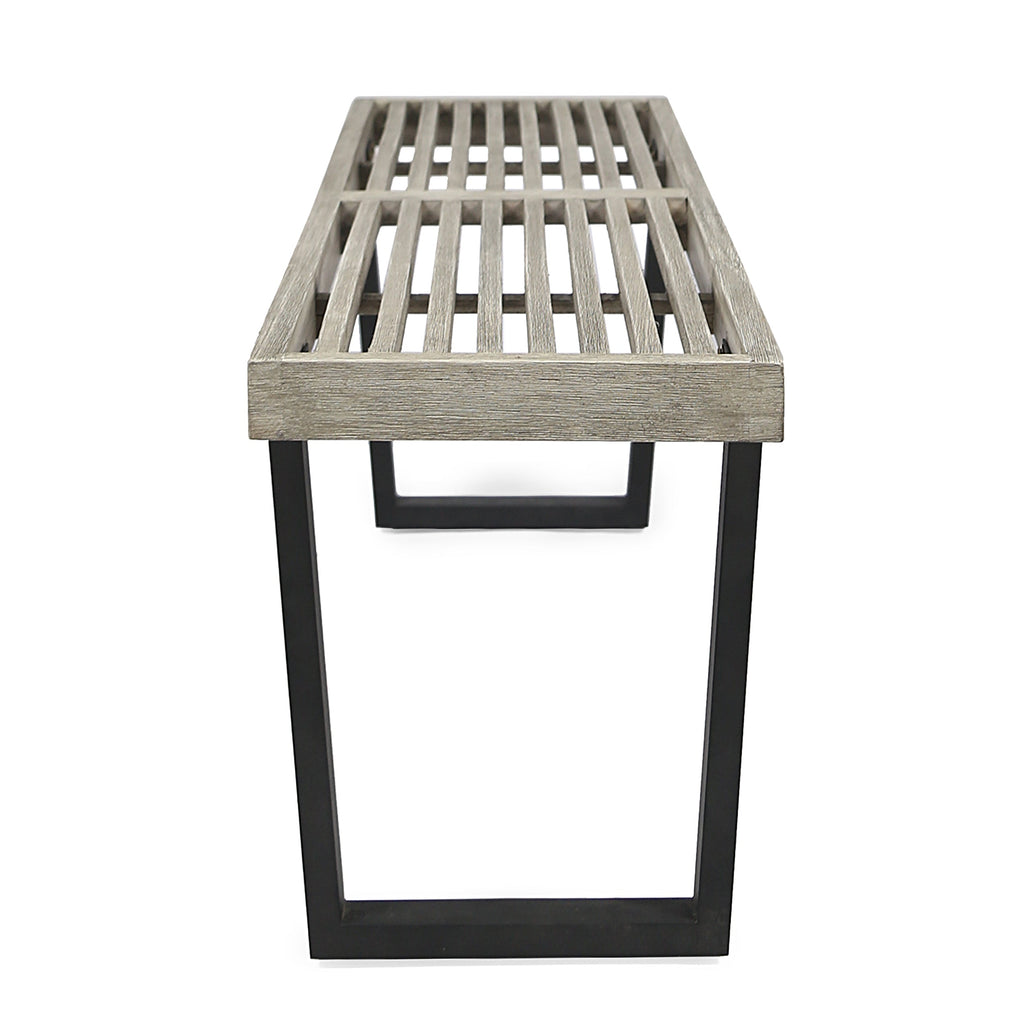 Metal/Solid Wood Outdoor Bench