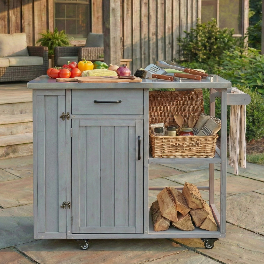Outdoor Kitchen Island Fir Wood Prep Station