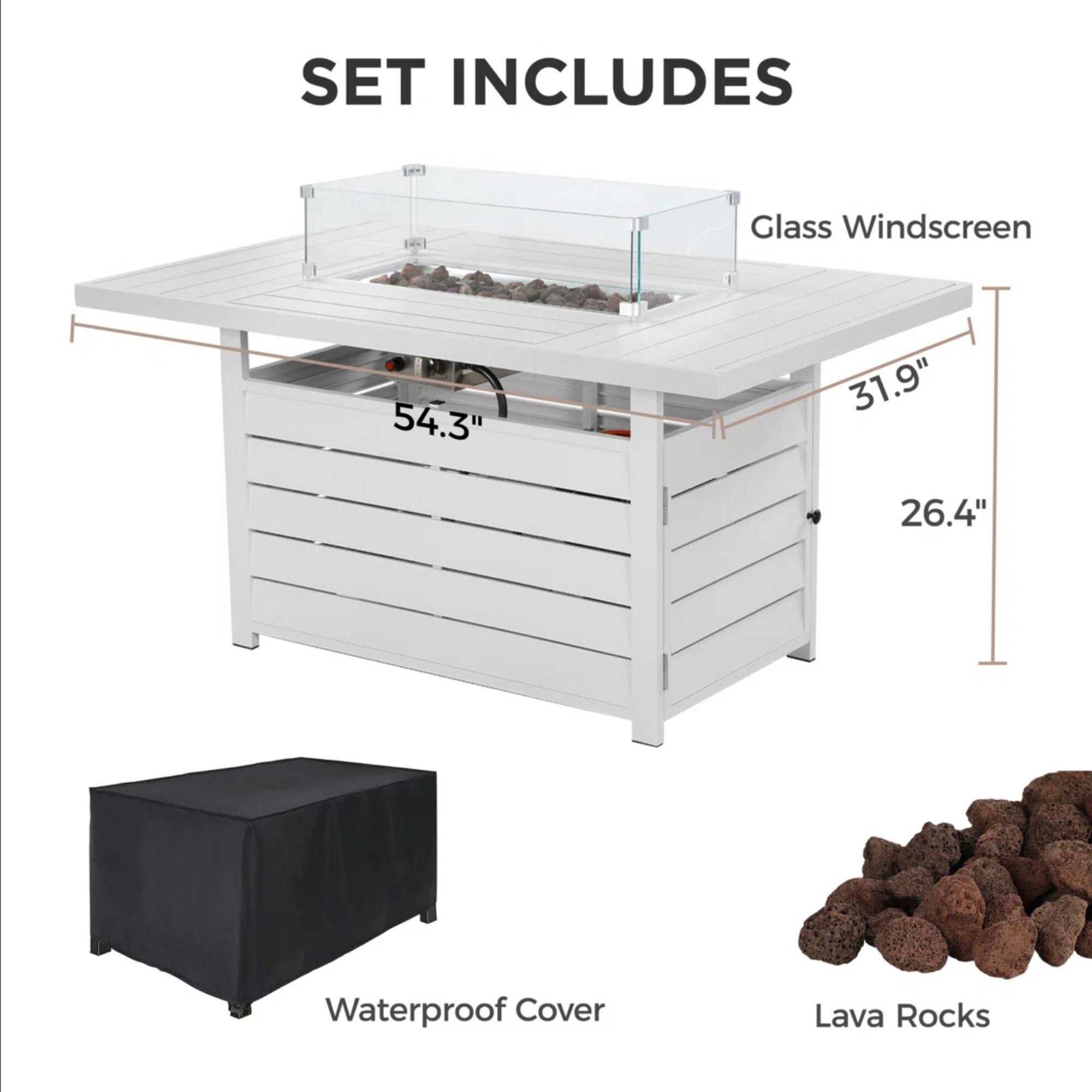 54.3 Inches Outdoor Patio Fire Pit Table
