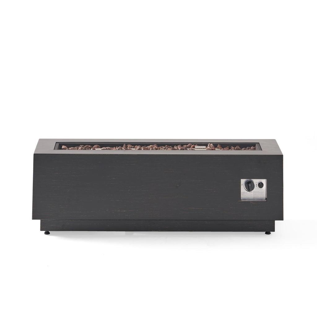 48" Outdoor 50,000 BTU Rectangular Iron Propane Fire Pit, Dark