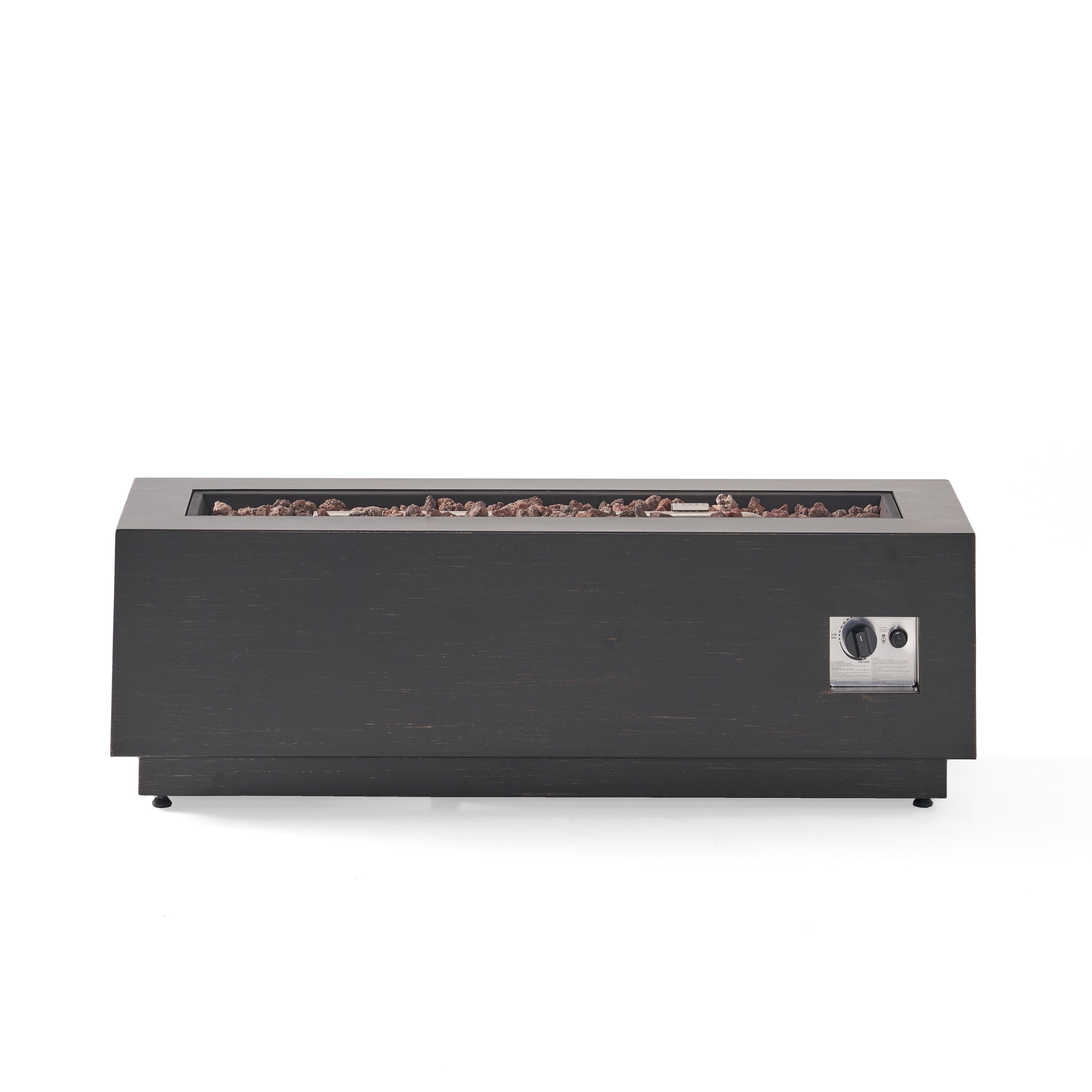 48" Outdoor 50,000 BTU Rectangular Iron Propane Fire Pit, Dark