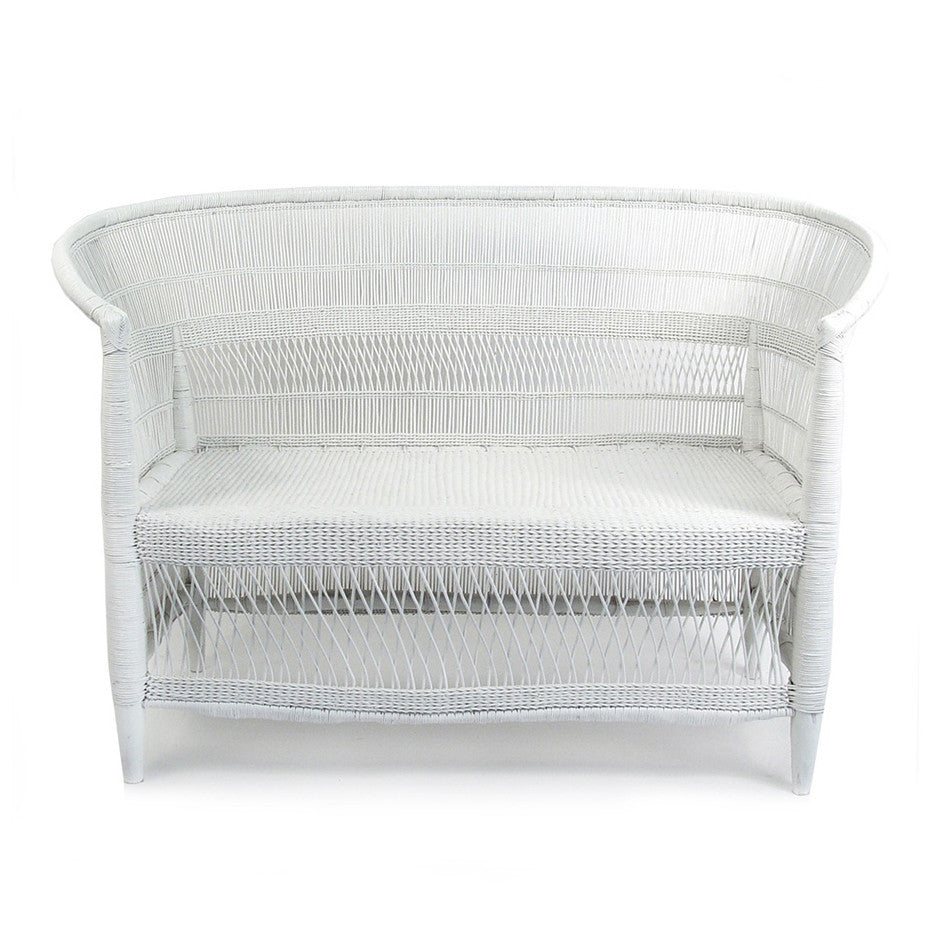 Malawi Cane Loveseat - White