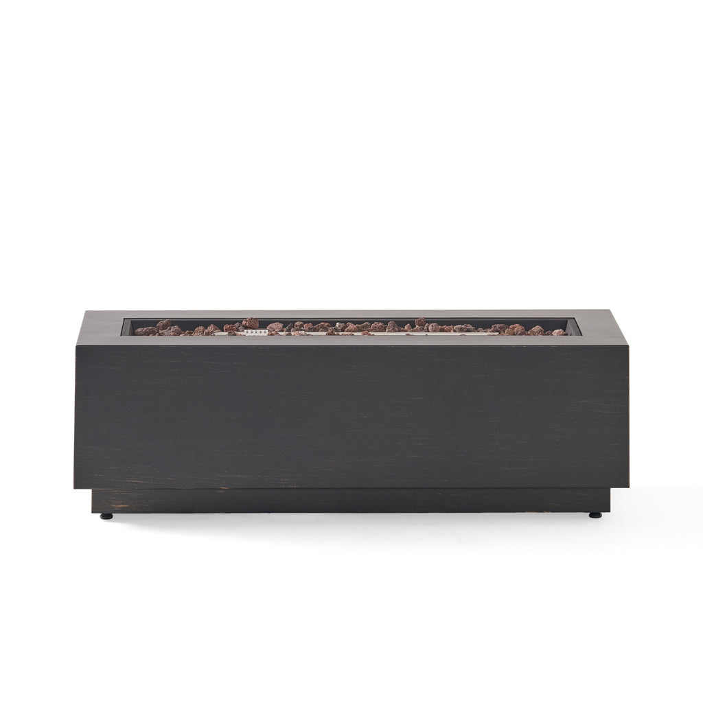 48" Outdoor 50,000 BTU Rectangular Iron Propane Fire Pit, Dark