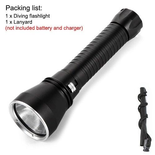Powerful LED Rechargeable Dive Flashlight Cree Diving Flashlight Underwater Waterproof  High Lumen LED Scuba Diving  Torch Flashlight For Scuba Diving Underwater Torch