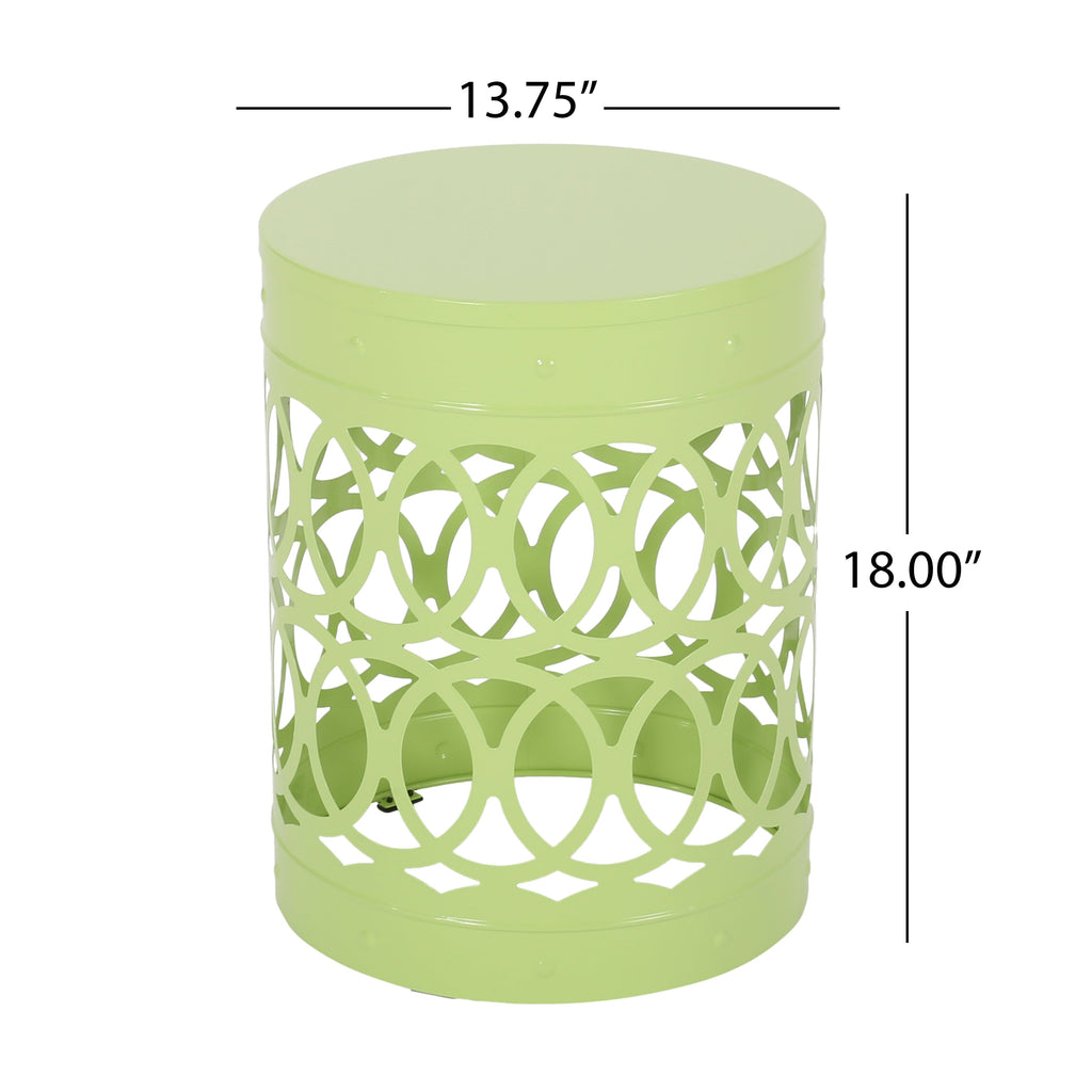 Modern Outdoor Metal End Table with Iron Cut Design