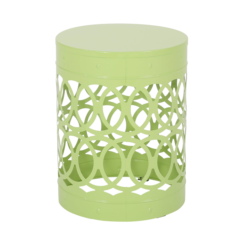 Modern Outdoor Metal End Table with Iron Cut Design